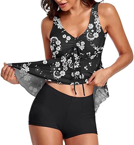 UBST feminino feminino Tankini Ternos de banho Ternos de banho Tampas atléticas de roupas de banho atléticas com shorts 2 peças de roupas de banho