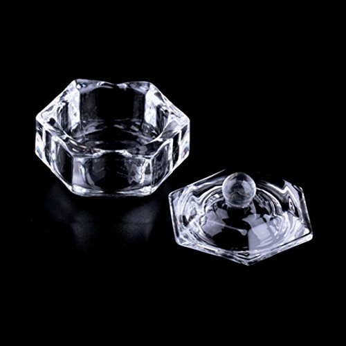 Unha arte clara dappen prato xícara com tampa de jóias de jóias cristal tigela de vidro de vidro xícara para kits de pedicure de manicure em pó líquido de acrílico