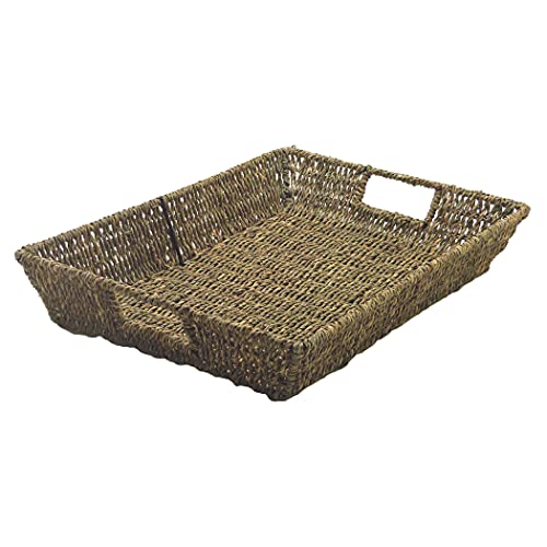 Ready 2 Learn - Cesta de ervas marinhas - cesta natural tecida à mão com moldura de metal reforçada - decoração de casa,