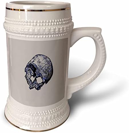 Skull humano quebrado 3drose no estilo de tatuagem - 22oz de caneca