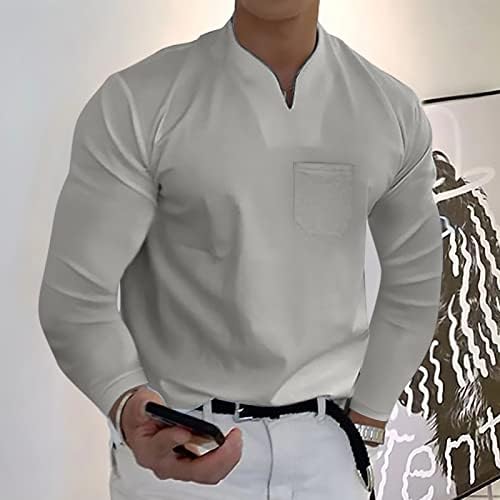 Tops for Men Mangas compridas T-shirt Moda Solid Dress Shirts Sports Sports Casual Blusa do Treinamento de Fitness Treinamento de