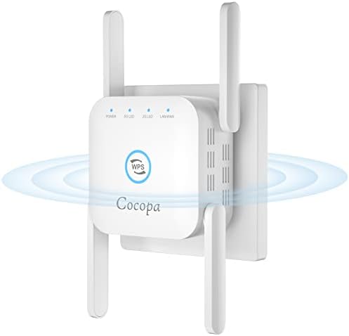 Extender Wi -Fi, Cocopa WiFi Extenders Booster Signal para Wi -Fi WiFi WiFi Repetidor de 1200 Mbps Suporte de banda Dual