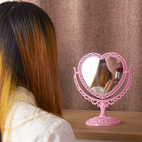 D & x 7 polegadas adorável espelho de coragem de 360 ​​graus de 360 ​​graus de maquiagem de maquiagem de dupla face I espelho da vaidade do quarto do banheiro I Decor de quarto estético pastel dinamarquês