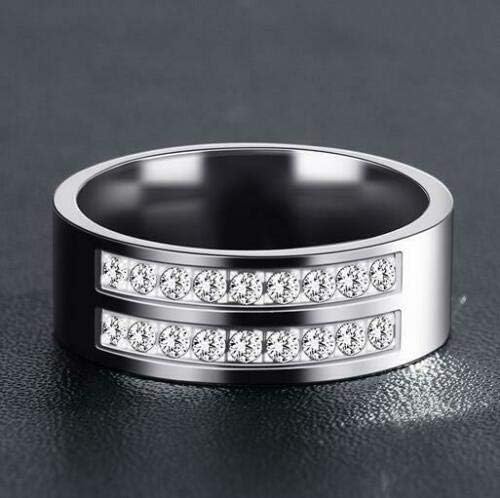 Moda novo Titanium Steel Diamond Ring Feminino Tow-Row Jóias Tamanho 7-12