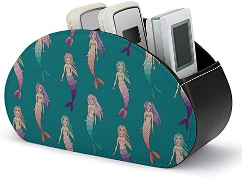 Cute Mermaids PU Leather Remote Control titular Caixa de armazenamento do organizador de mesa com 5 compartimentos