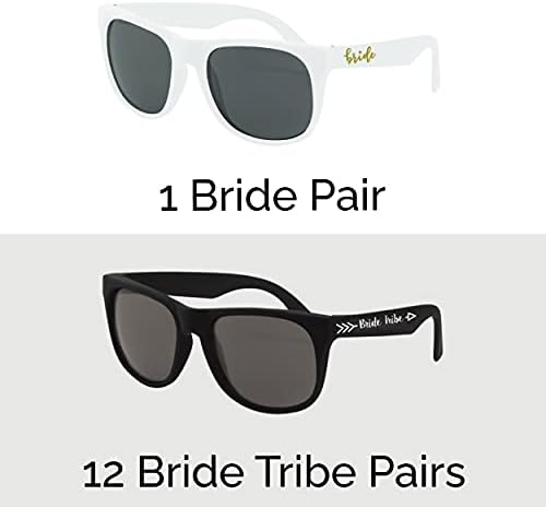 Lá Forever Studios Bachelorette Party Sunglasses Black - 12 Pack Bride Tribe & Bridesmaid Wedding Glasses Bulk