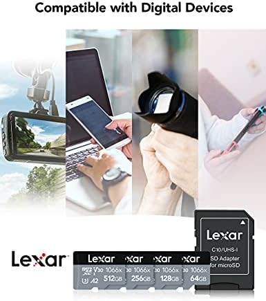 LEXAR PROFISSIONAL 1066X 256GB MICROSDXC UHS-I CARD ADAPTADOR SD, C10, U3, V30, A2, HD Full, 4K UHD, até 160 MB/ S Ler, para
