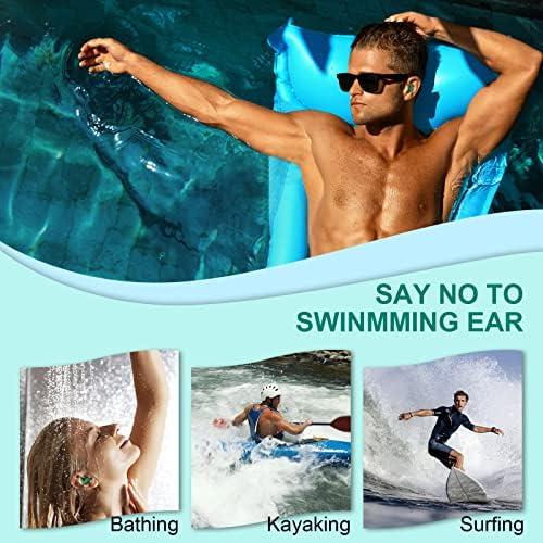 Plugues de ouvido de natação, 3 pares ótimos tampões para os ouvidos confortáveis ​​à prova d'água, tampões de orelha de silicone reutilizáveis ​​para snorkeling de surf de natação e outros esportes aquáticos