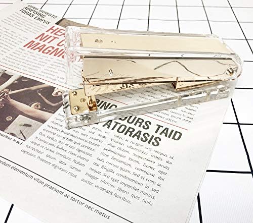 Clear acrílico Gold Gold Gold Stapler Manual de desktop de escritório Spapador com design clássico moderno The Sleek