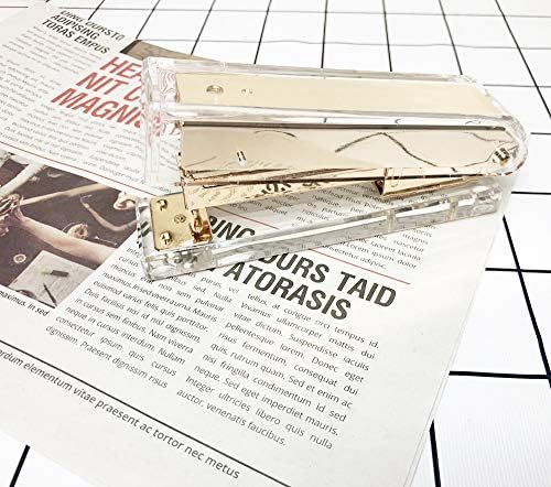 Clear acrílico Gold Gold Gold Stapler Manual de desktop de escritório Spapador com design clássico moderno The Sleek Office School Desk Acessórios Ideia de presente