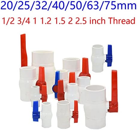 20/25/202/32/40/50/63/75mm PVC Válvula de esfera de água do tubo de água Conector rápido com rosca feminina 1/2 3/4 1 1,2 1,5 2