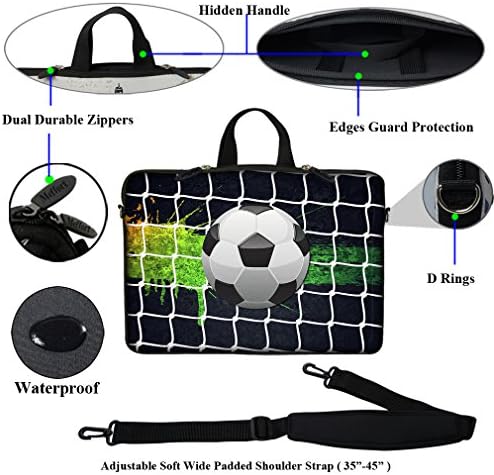 Mefffort Inc 17 17,3 Inche de neoprene laptop Bolsa de transportar capa com alça oculta e alça de ombro ajustável - futebol