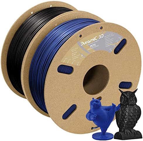 Filamento PETG 3D Durâmico 1,75 mm 2 Pacote preto azul, filamento de impressão 3D 1 kg por carretel, Filamento azul preto 1,75 mm Precisão