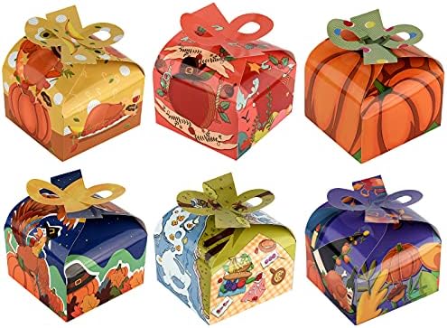 Growish 24 PCS Caixas de presente de Ação de Graças 3D, caixas de doces de padaria com Good Goodie, Partido de Ação