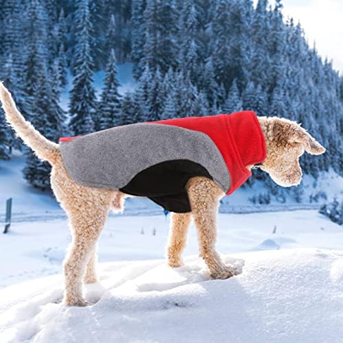 Jaqueta de cachorro de lã para lã, vestuário para clima frio, casaco de cachorro quente e macio reversível com coleira, cinta