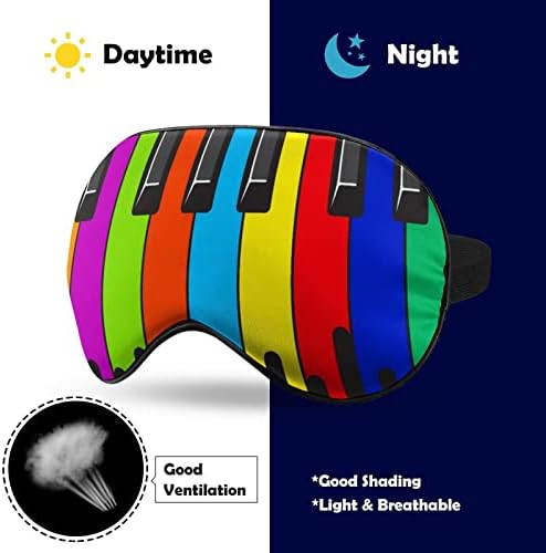 Teclado de piano arco -íris Funny Sleep Eye Mask, cobertura de olhos macios com olho de cinta ajustável para homens para homens mulheres