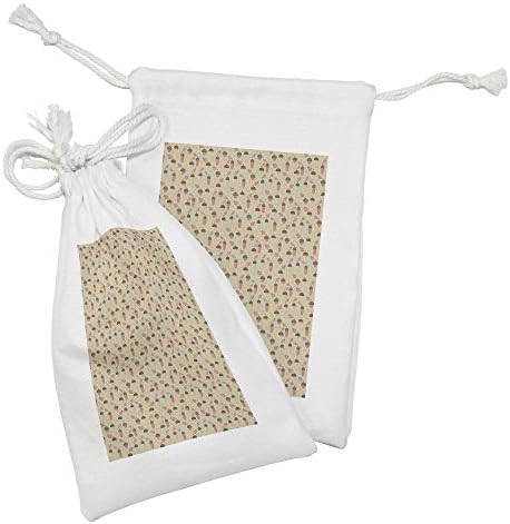 Conjunto de bolsas de tecido de bolota de Ambesonne de 2, composição simétrica da flora da natureza com cores macias pastel