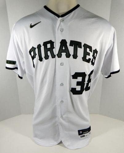 2020 Pittsburgh Pirates Yacksel Rios #38 POS POS Usado White Jersey Mem D - Jogo Usado MLB Jerseys