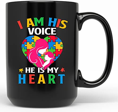 Eu sou sua voz, ele é minha caneca de coração para autismo mamãe caneca de caneca de caneca autismo consciência do autismo