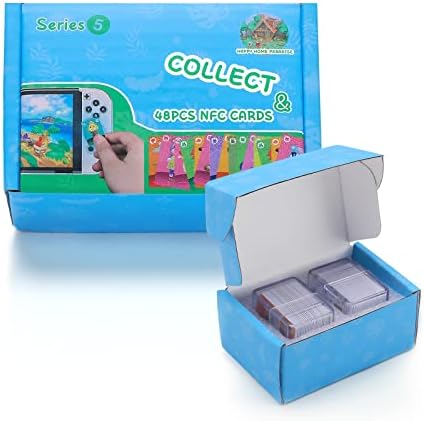 48pcs ACNH Mini NFC Cards Série 5 Versão em caixa: 2 Case de cristal ， Cada caixa de cristal possui 24 mini -NFC Cards compatíveis com Animal Crossing Amiibo, para Switch/Switch Lite Wii U NOVO 3DS 3DS