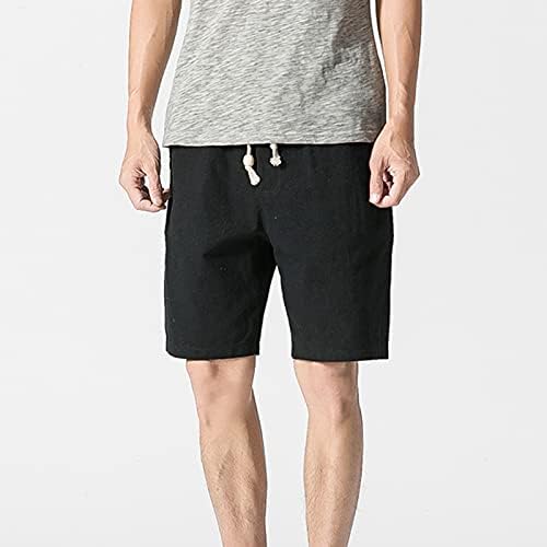 shorts de linho masculinos de lcepcy shorts casuais shorts de praia de verão grande cânhamo alto curto com cintura elástica e bolsos