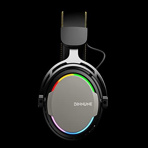 Fones de ouvido de fones de ouvido BinNune 2.4g Wireless Gaming Headset com microfone para PS4 PS5 PC, Shining RGB, fones de ouvido