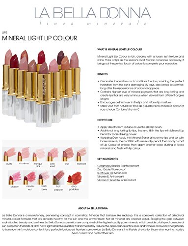 La Bella Donna Light Up Light Up Color | Todo batom mineral puro natural | Cor duradoura | Fórmula hidratante | Hipoalergênico e Crueldade Free - Holly Berry