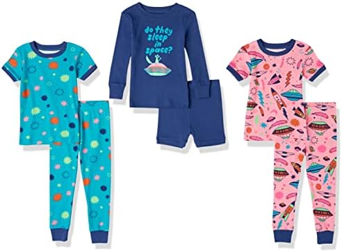 Essentials Bebês, crianças pequenas e conjuntos de roupas de sono para pung de algodão para meninas, multipacks