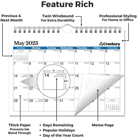 Cranbury Small Wall Calendário 2023 -, Use até dezembro de 2023, calendário de mini parede de 8x6 , use como calendário