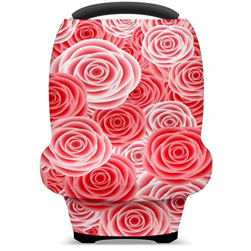 Capas de assento de carro para bebês Valentins Rosa Rosa Rosa Rosa Amor Padrão de Flor Cobertura de enfermagem Tampa de carrinho