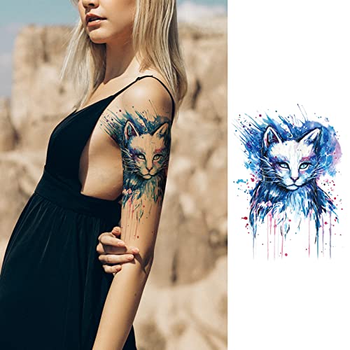 Tatuagens temporárias de aiekule 8 folhas meio braço tatuagens falsas para mulheres e meninas belas tatuagens de manga realista da moda, impermeabilizada e duradoura