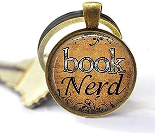 Keychain nerd de livro ， eu amo joias de big books ， jóias requintadas, jóias de vidro de cúpula