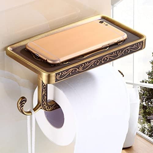 Porta de papel do banheiro zldxdp com prateleira de telefone escovada de ouro, aço inoxidável contemporâneo de lamine