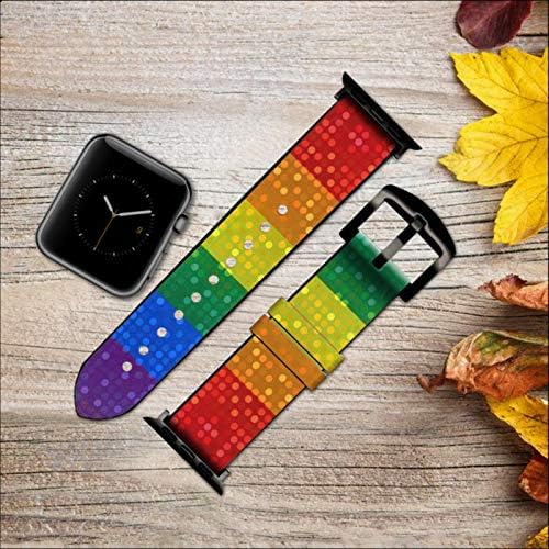 CA0404 Rainbow LGBT Bandeira Pride Leather & Silicone Smart Watch Band Strap para Apple Watch Iwatch Tamanho 42mm/44mm/45mm