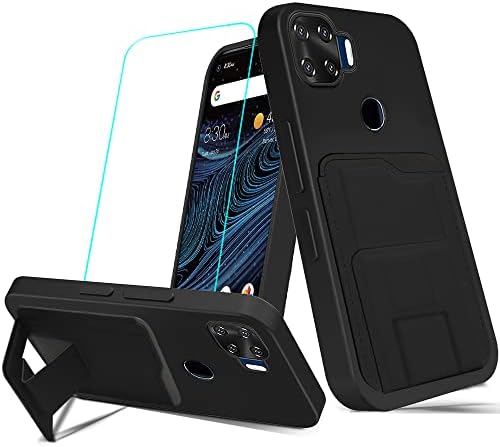 CASO PARA ZTE BLADE X1 5G Caixa de telefone com protetor de tela de vidro temperado, dobramento do suporte da carteira de kickstand/