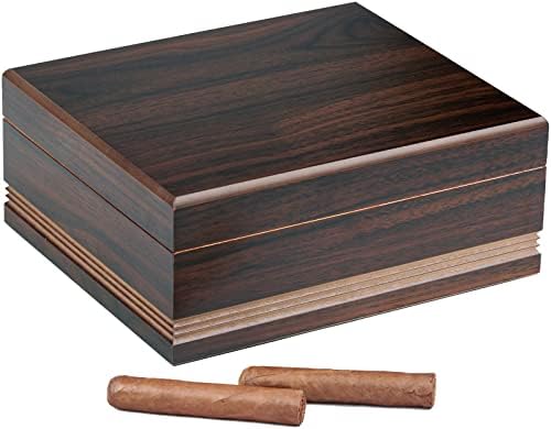 Grupo de importação de prestígio Duke Routered Design Cigar Cigar Humidor - Até 50 Capacidade - Cor: acabamento de nogueira