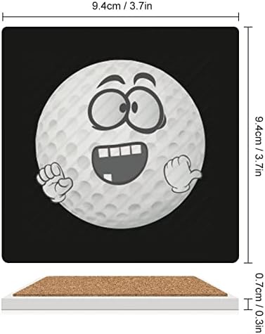 Golf Ball Smiley Face Coasters For Drinks Square Drink Coasters Table Coasters Defina tapetes de xícara com base de cortiça 6pcs