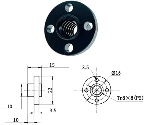 Peças de impressora 3D preto tr8 parafuso de chumbo pom porca T8 porca trapezoidal parafuso POM POM 1mm 2mm 4mm 8mm 12mm