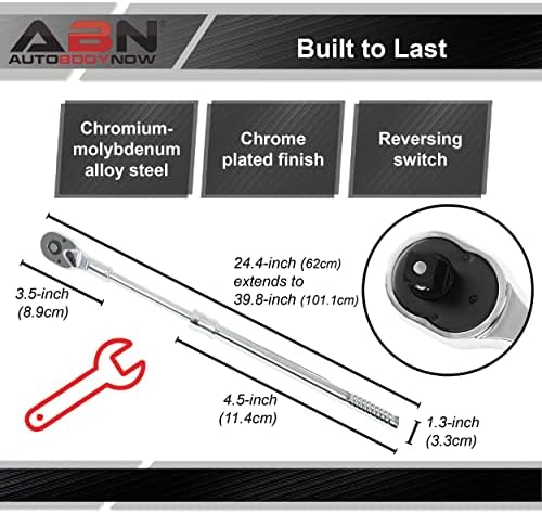 ABN 3/4 polegadas de catraca industrial Racha extensível - 24 a 39 polegadas de travamento telescópio de travamento Torque reversível Chave de torque
