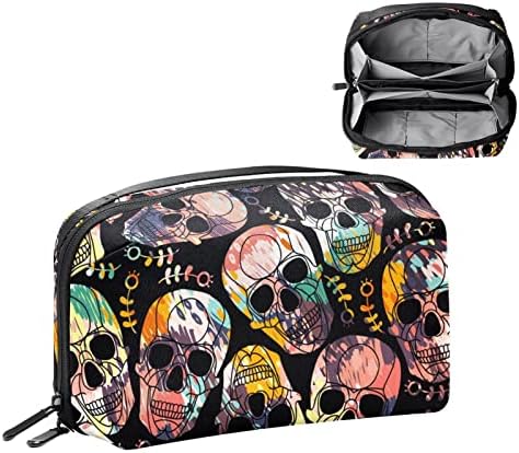 Organizador de eletrônicos, estética Gótica Punk Skull Head Organizador de Cable Small Travel Cable, bolsa de estojo técnico compacto para acessórios eletrônicos, cabos, carregador, USB, discos rígidos