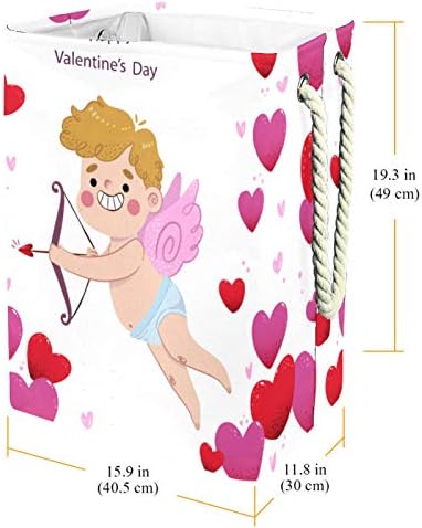 Mapolo Laundry Tester Happy Lover's Day Cupid Love Love Dobrável Cesta de armazenamento de lavanderia com alças suportes