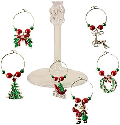 Valiclud 6pcs Christmas Glass Charms Wine Glass Ring Tags bebem marcadores de encantos para festas