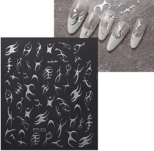 Danneasy 8 lençóis linhas de peixe adesivos de unhas 3D linhas de faixa de bronzeamento adesivos de arte de unha listras metálicas