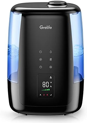 Umidificadores para o quarto, Grelife 5L Ultrassonic Warm e Fresh Mist Mist Top Fill Vaporizador de ar, desligamento