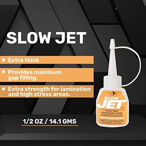 Jet Glue Slow Jet - Gross Industrial Strength CA Glue - fornece força máxima para laminações - Super cola de enchimento de lacunas