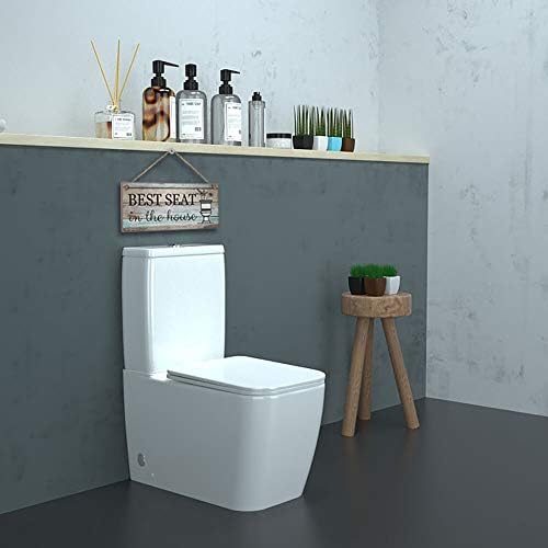 Yankario Funny Bathroom Banheiro Sinal de decoração de parede, Decorações de banheiro rústico da fazenda Arte de parede, 12 por 6 Melhor placa de madeira de assento