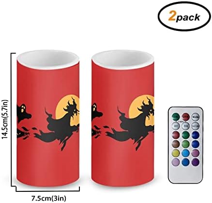 Dolyues LED Velas Conjunto 2 PCs à prova d'água com impressão vermelha de Halloween para decorações de Halloween