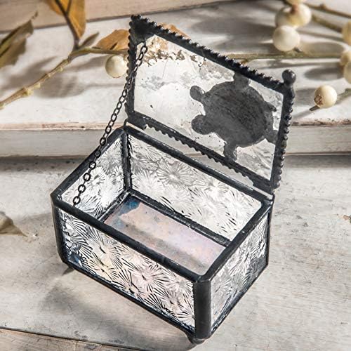 Caixa de joalheria da Tartaruga Sea Caixa de joias de vidro transparente de vidro Display Caixas decorativas Praia Decor Décor Knicks Knicks Binket Dish Dish Ring Box 331