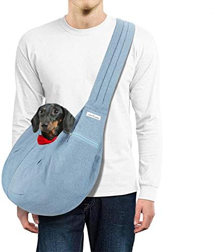 LINCAPENNETON DENIM DENIM PET SLING CONTRADOR SACO DE ombro de ombro respirável Strap acolchoado ajustável Puppy de cachorro