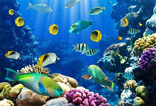 Leowefowa 5x3ft subaquático cenário mundial para decoração externa de terrário peixe de coral aquário sob o mar de vinil de vinil parede de tv decors crianças adultos festas de aniversário faixas de banner estúdio papel de parede papel de parede